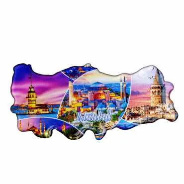 Istanbul Themed Myros Turkey Map Refrigerator Magnet - 3