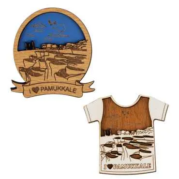 Pamukkale Temalı Myros Ahşap Magnet - 2