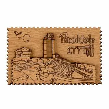 Pamukkale Temalı Myros Ahşap Magnet - 5