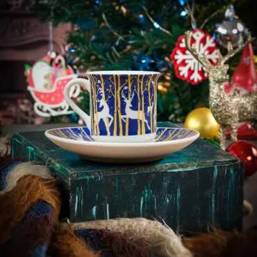 Wholesale Navy Blue Classic Deer Themed Coffee Cup