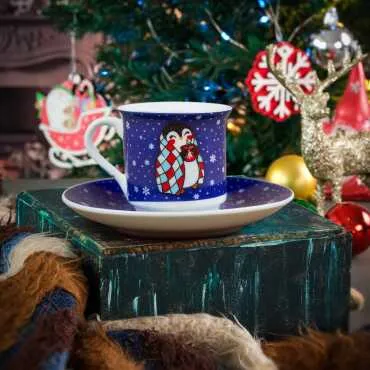 Wholesale Navy Blue Penguin Themed Coffee Cup
