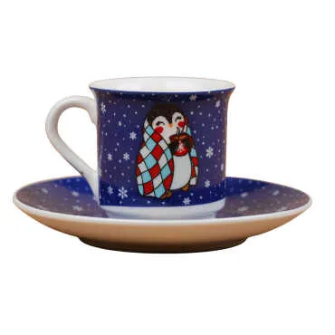 Wholesale Navy Blue Penguin Themed Coffee Cup - Standart - 2