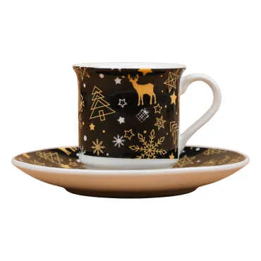 Wholesale Black Christmas Themed Coffee Cup - Standart - 2
