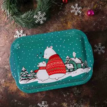 Christmas Themed Large Rectangular Metal Tray 295x225 Cm - 7