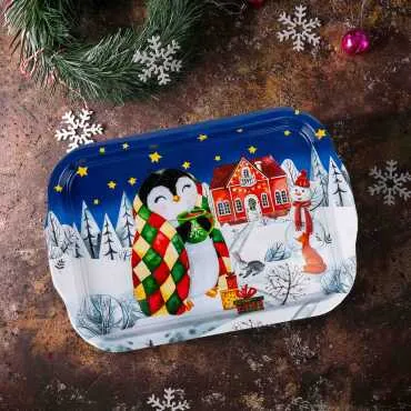 Yılbaşı Temalı Çift Yön Baskılı Tepsi 23*30 Cm