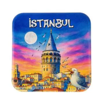 İstanbul Temalı Uv Kare Yöresel Bardakaltı 97 Mm