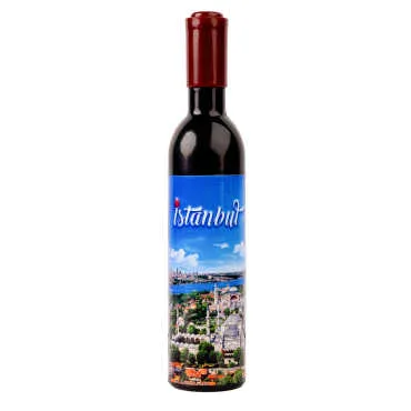 Istanbul Themed Bottle Shaped Metal Wine Bottle Corkscrew Opener-Magnetic 115x25x25 mm - 8
