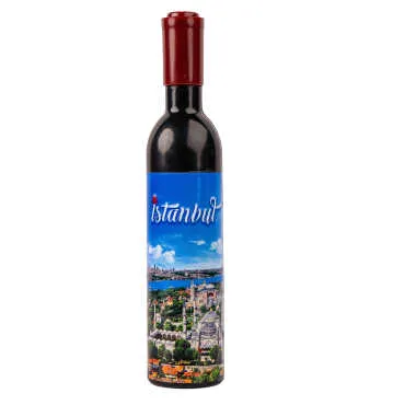 Istanbul Themed Bottle Shaped Metal Wine Bottle Corkscrew Opener-Magnetic 115x25x25 mm - 6