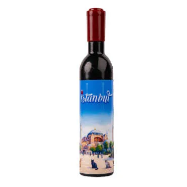 Istanbul Themed Bottle Shaped Metal Wine Bottle Corkscrew Opener-Magnetic 115x25x25 mm - 4