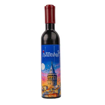 Istanbul Themed Bottle Shaped Metal Wine Bottle Corkscrew Opener-Magnetic 115x25x25 mm - 3