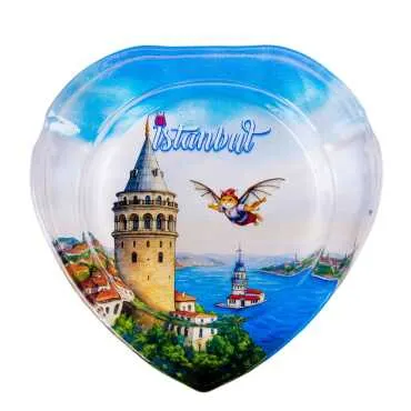 İstanbul Temalı Myros Kalp Cam Küllük - 5
