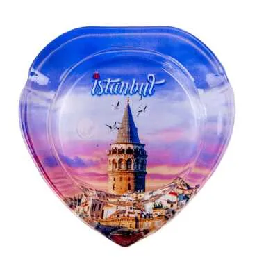 İstanbul Temalı Myros Kalp Cam Küllük - 9