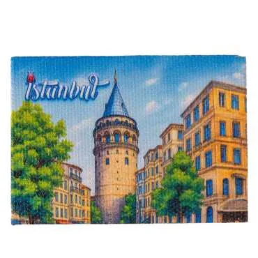 Istanbul Themed Wooden Canvas Fridge Magnet 50x70 mm - 9