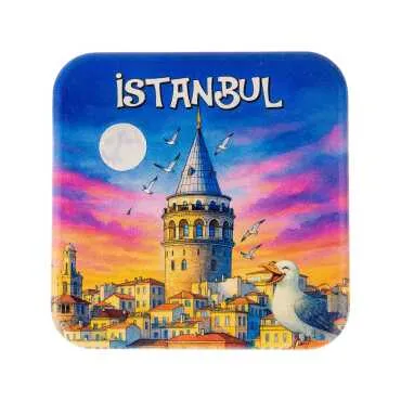İstanbul Temalı Uv Kare Yöresel Bardakaltı 97 Mm - 5