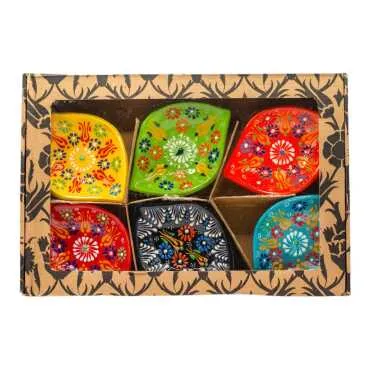 Lace Design Set of Six Leaf Shaped Snack Bowls in Gift Box - Standart - 5