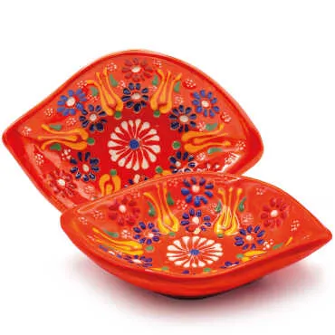 Lace Design Set of Six Leaf Shaped Snack Bowls in Gift Box - Standart - 3