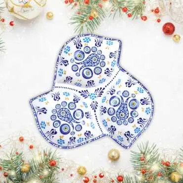 Özel Kabartma Nazar Üçlü Yaprak Çerezlik Büyük 22 Cm - 7