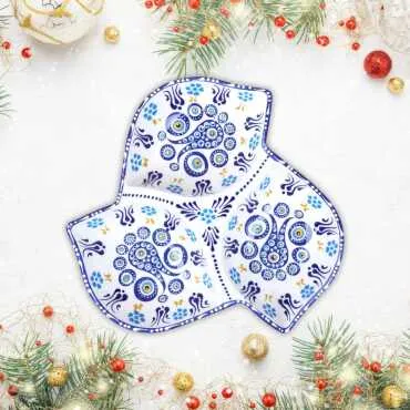 Özel Kabartma Nazar Üçlü Yaprak Çerezlik Büyük 22 Cm - 8
