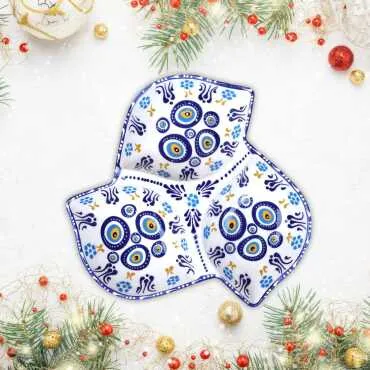 Özel Kabartma Nazar Üçlü Yaprak Çerezlik Büyük 22 Cm - 9