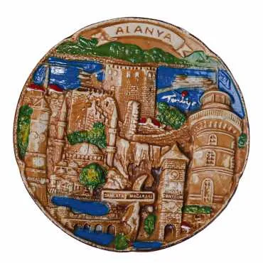 Toptan Alanya Temalı Alçı Yöresel Tabak 15 cm - Standart - 4