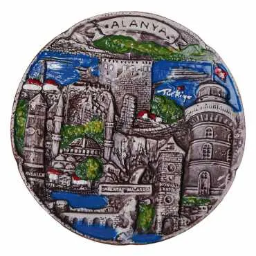 Toptan Alanya Temalı Alçı Yöresel Tabak 15 cm - Standart - 5