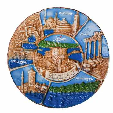 Toptan Alanya Temalı Alçı Yöresel Tabak 15 cm - Standart - 7