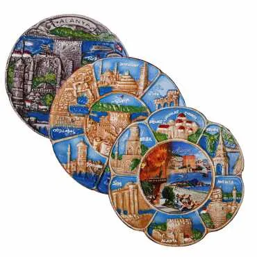 Toptan Alanya Temalı Alçı Yöresel Tabak 15 cm - Standart - 3