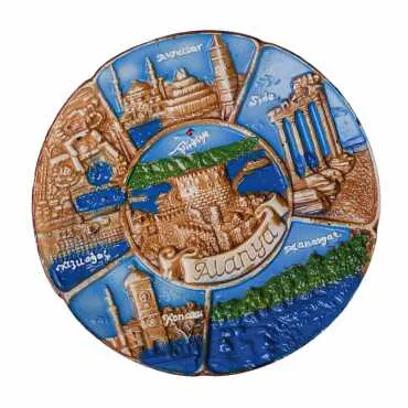Toptan Alanya Temalı Alçı Yöresel Tabak 15 cm - Standart - 2