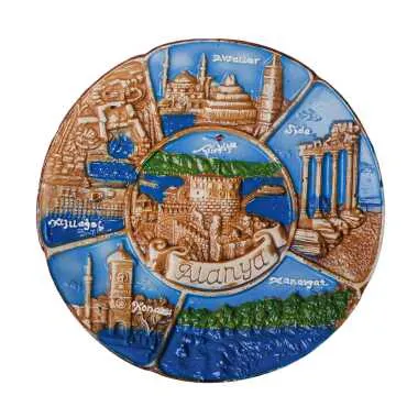 Alanya Themed Plaster Raised Cottage Wall Plate 15 Cm