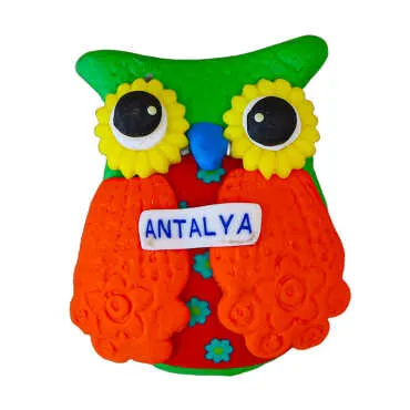 Antalya Themed Owl Fimo Refrigerator Magnet