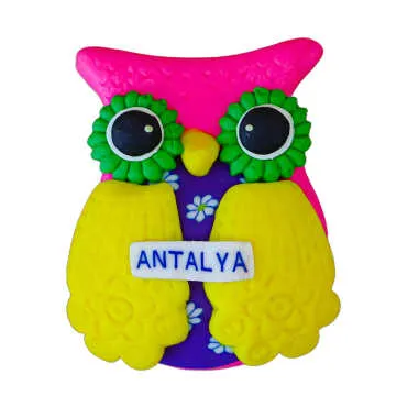 Antalya Themed Owl Fimo Refrigerator Magnet - 7