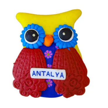 Antalya Themed Owl Fimo Refrigerator Magnet - 9