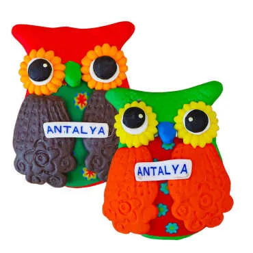 Antalya Themed Owl Fimo Refrigerator Magnet - 3