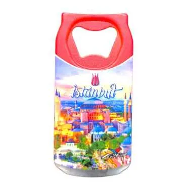 Istanbul Themed Customised UV Printed Coca Cola Bottle Shape Plastic Base Bottle Opener 43x80 mm - 26