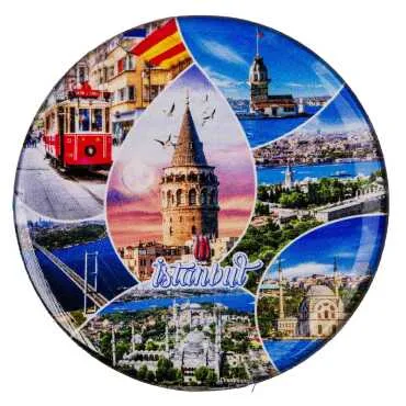 Toptan İstanbul Temalı Myros Yuvarlak Magnet 67 mm - 12