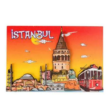 Istanbul Themed Wooden Customised 2D Souvenir Fridge Magnet - 13