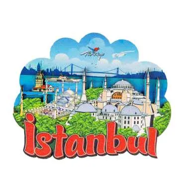 Istanbul Themed Wooden Customised 2D Souvenir Fridge Magnet - 18