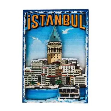 Istanbul Themed Wooden Customised 2D Souvenir Fridge Magnet - 33