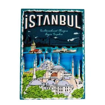 Istanbul Themed Wooden Customised 2D Souvenir Fridge Magnet - 43