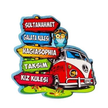 Istanbul Themed Wooden Customised 2D Souvenir Fridge Magnet - 46
