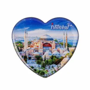 Toptan İstanbul Temalı Myros Kalp Magnet 65x60 mm - 3
