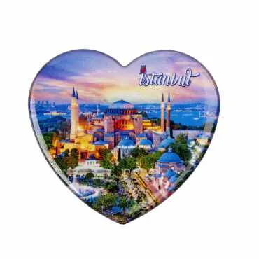 Toptan İstanbul Temalı Myros Kalp Magnet 65x60 mm - 4