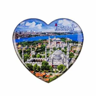 Toptan İstanbul Temalı Myros Kalp Magnet 65x60 mm - 5