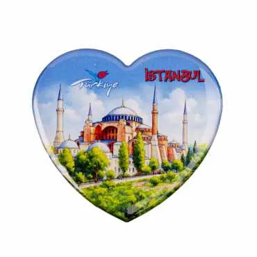 Toptan İstanbul Temalı Myros Kalp Magnet 65x60 mm - 8