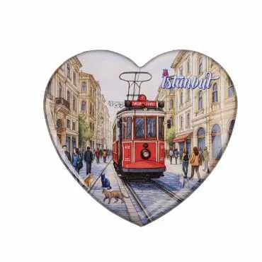 Toptan İstanbul Temalı Myros Kalp Magnet 65x60 mm - 9