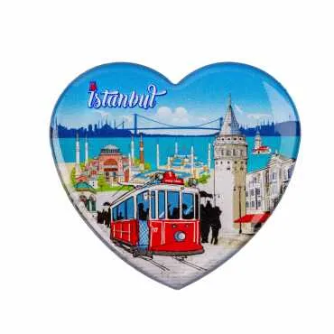 Toptan İstanbul Temalı Myros Kalp Magnet 65x60 mm - 10