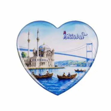 Toptan İstanbul Temalı Myros Kalp Magnet 65x60 mm - 11