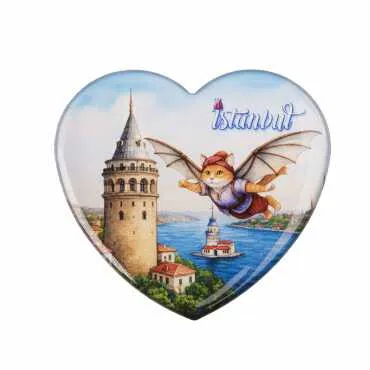 Toptan İstanbul Temalı Myros Kalp Magnet 65x60 mm - 13