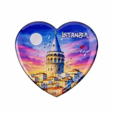 Toptan İstanbul Temalı Myros Kalp Magnet 65x60 mm - 14