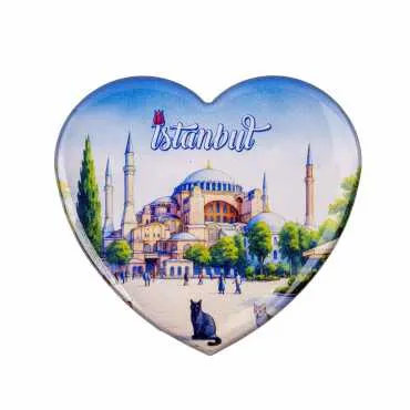 Toptan İstanbul Temalı Myros Kalp Magnet 65x60 mm - 7